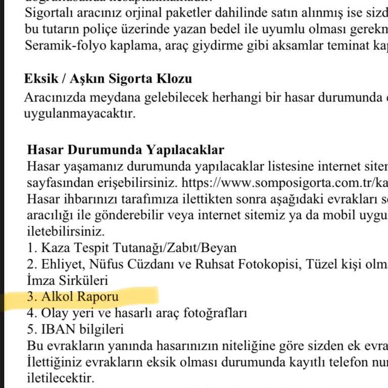 Sompo Sigorta'nın Alkol Raporu Şartı Mağdur Ediyor