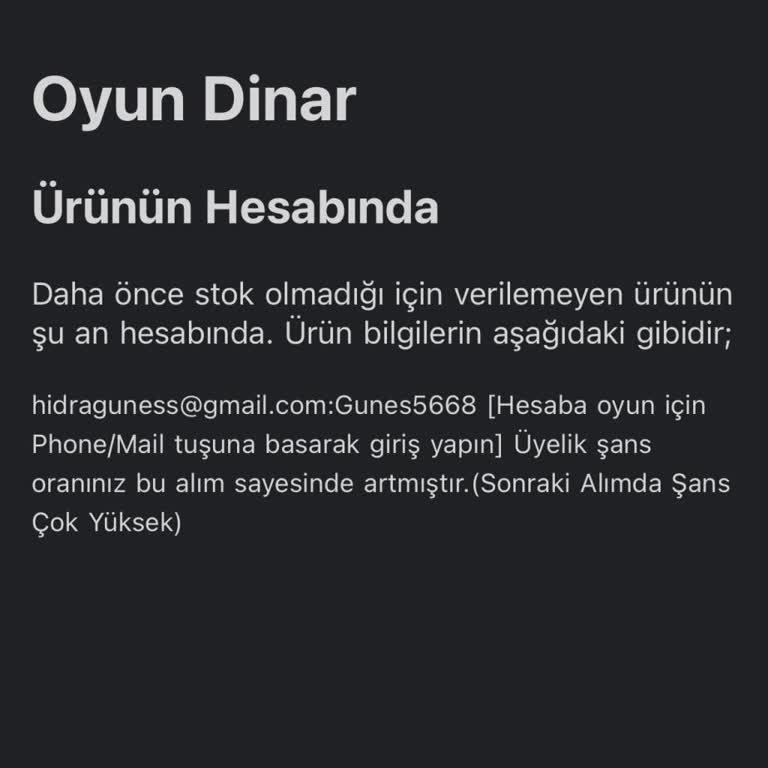 Oyun Dinar Garantili Paket Sorunu!