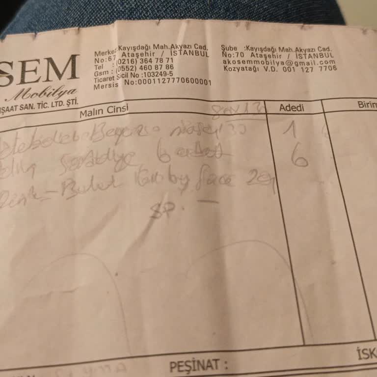 Kösem Mobilya'dan Aldığım Masa Kabardı Ve Değişim Yapılmadı