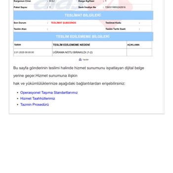 Aras Kargo'nun Yanıltıcı Teslimat Bildirimi