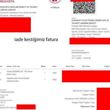 Hepsiburada İle Fatura İadesinde Yaşanan Anlaşmazlık