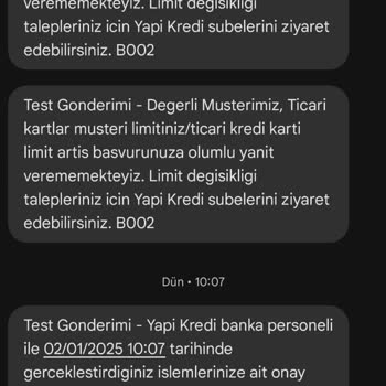 Yapı Kredi'den Rahatsız Edici Mesajlar