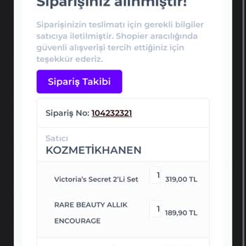 Kozmetikhanen Ürün Aldım Fakat Kargoya Verilmesi İle Alakalı Bir Mail Almadım