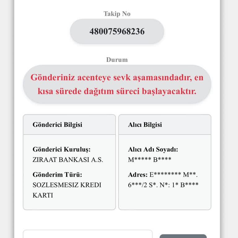 Ziraat Kartımın Teslimat Sorunu