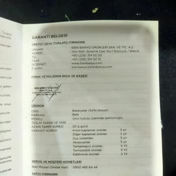 Bien Seramik Garanti Kapsamında Olmayan Ürün Sorunu