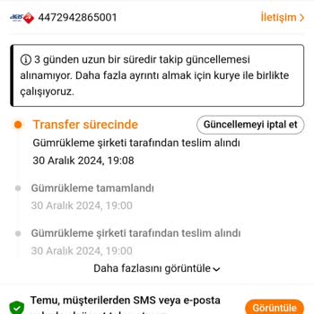 Kargo Takip Sorunu Ve Güncellenmeyen Bilgiler