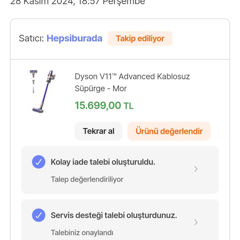 Bozuk Dyson V11 Süpürge Ve İade Sorunu