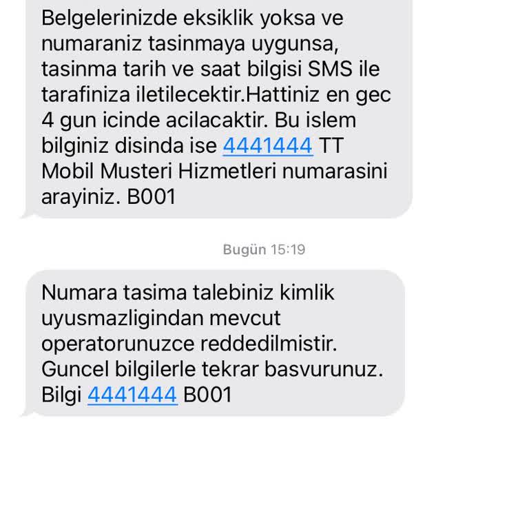 Numara Taşıma Talebim Kimlik Uyuşmazlığı Nedeniyle Reddedildi