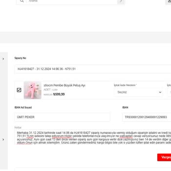 Kuki Oyuncak'tan Alışverişte İletişim Sorunu Ve İade Talebi
