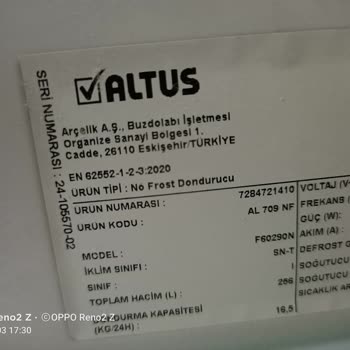 Altus Derin Dondurucu Fan Arızası Ve Değişim Talebi