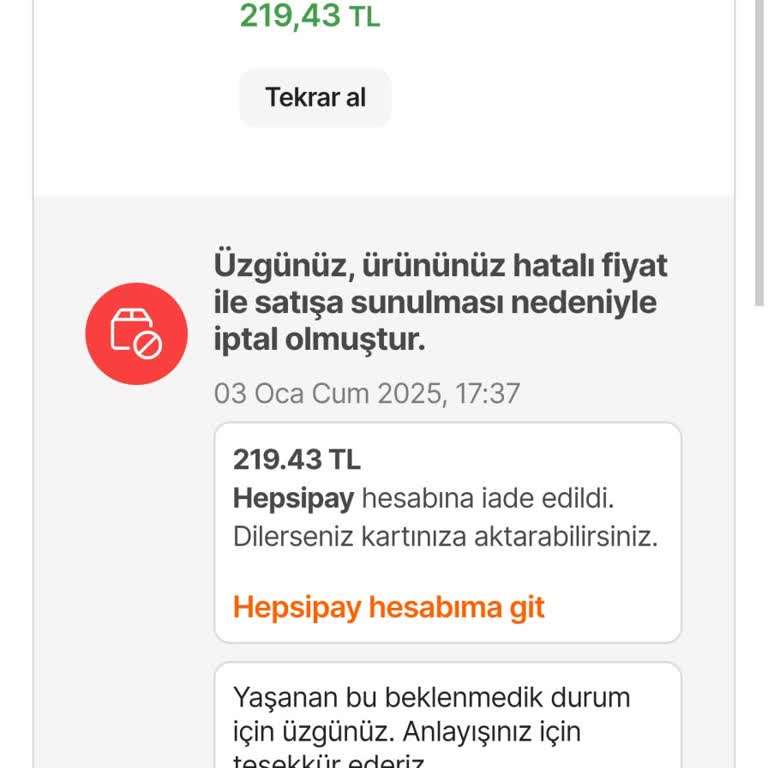 Hepsiburada'da İptal Edilen Sipariş Ve Mağduriyet