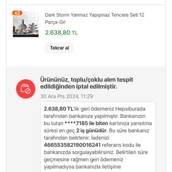 İndirimli Ürün Siparişinin Keyfi İptali