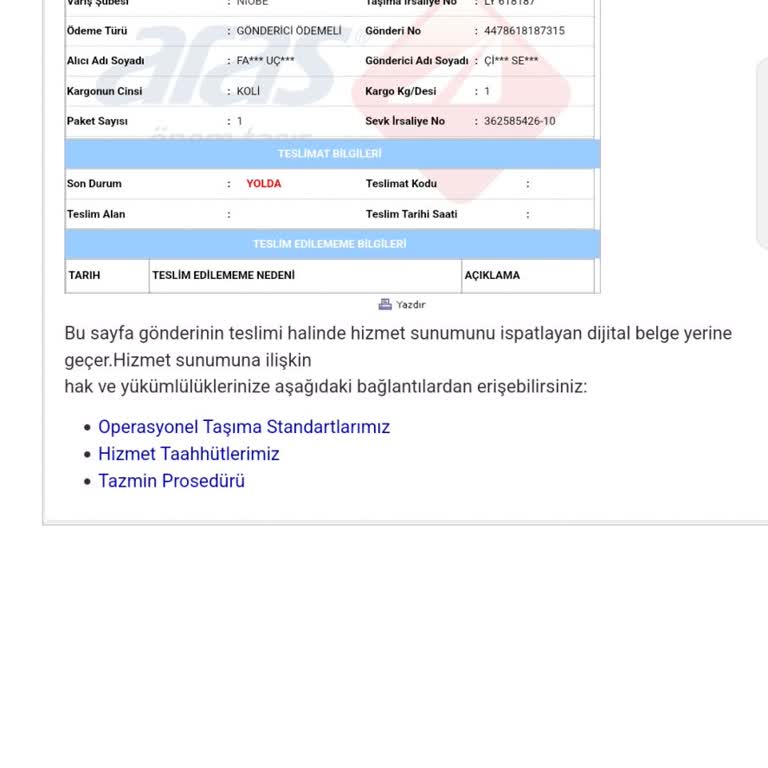 Aras Kargo Müşteri Hizmetlerinde Büyük Hayal Kırıklığı