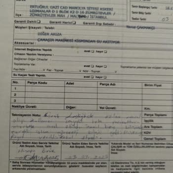 LG Çamaşır Makinesi Su Sızıntısı Ve Servis Sorunları