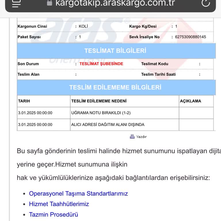 Yanıltıcı Teslimat Deneyimi