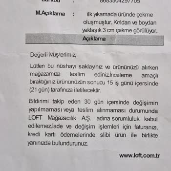 Loft Ürün Kalitesi Ve Müşteri Hizmeti Hayal Kırıklığı