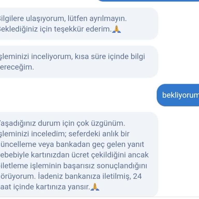 Obilet'te Bilet Alımında Yaşanan Sorun Ve İade Beklentisi