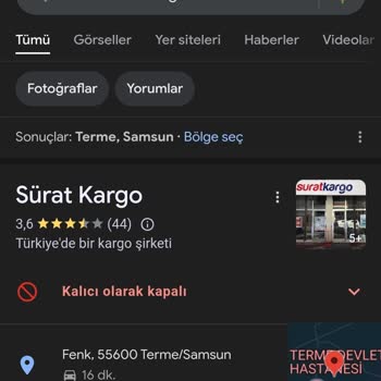 Sürat Kargo'nun Terme Bölgesindeki Hizmet Eksikliği