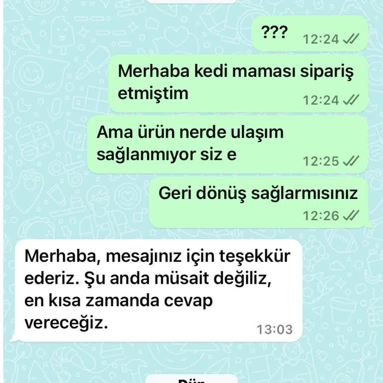 Kedi Maması Siparişimde Yaşanan İletişim Sorunları