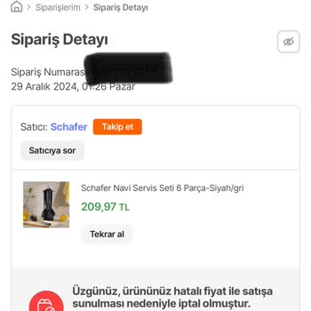 Yanlış Fiyatlandırma Ve İptal Edilen Sipariş