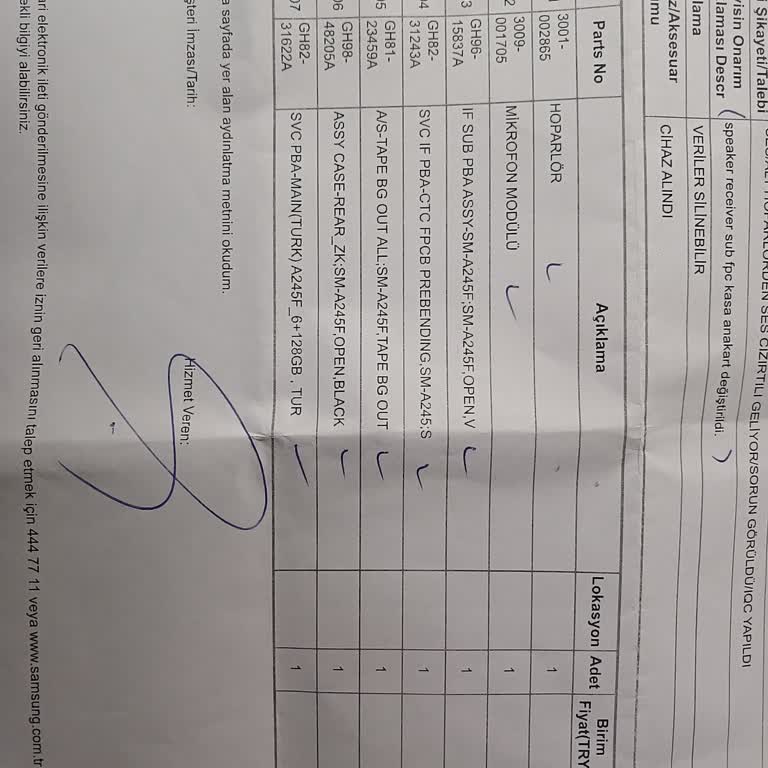 Samsung Servisinde Beklenmedik Parça Değişimi Şoku