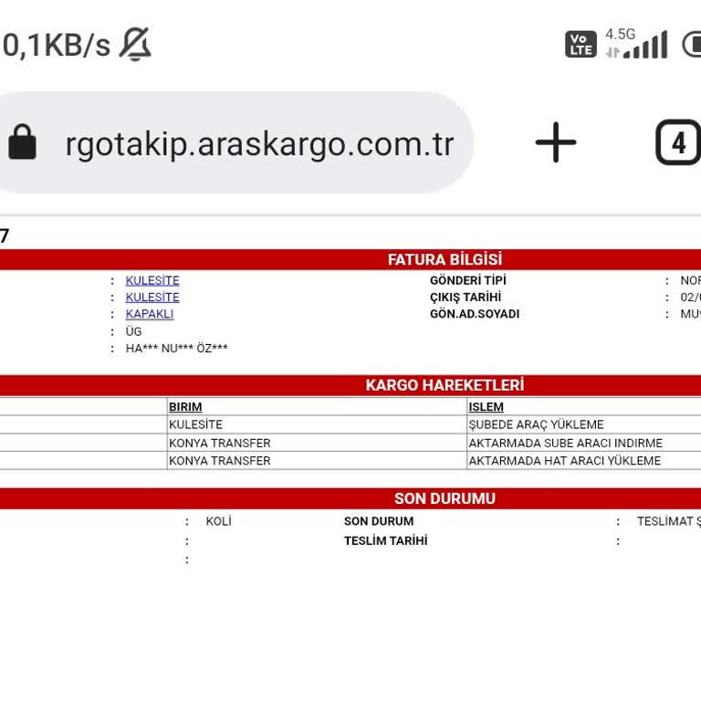 Kargom Konya'da Mahsur Kaldı!