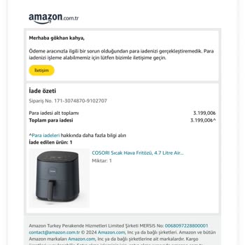 İade Edilmeyen Para: Amazon'da Cosori Fritöz Krizi