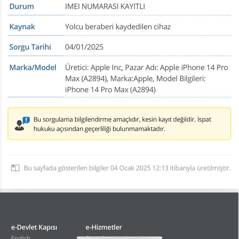 Kayıtlı IMEI'ye Rağmen Servis Yok Sorunu