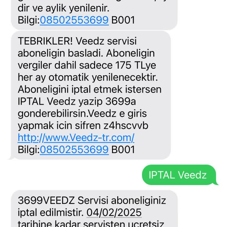 Veedz Servisi Aboneliği Ve Hatalı Tahsilat Sorunu