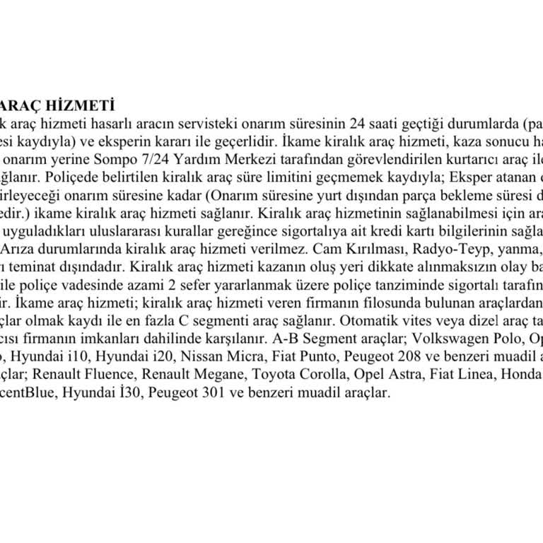 Sompo Sigorta'dan Eksik İkame Araç Hizmeti
