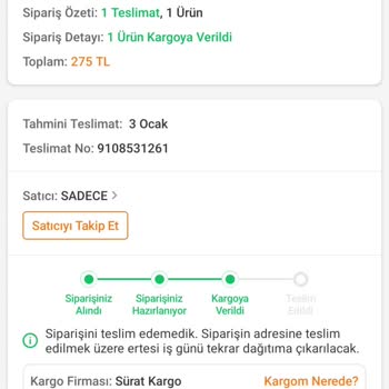 Sürat Kargo İle Sürekli Gecikme Ve İletişim Sorunları