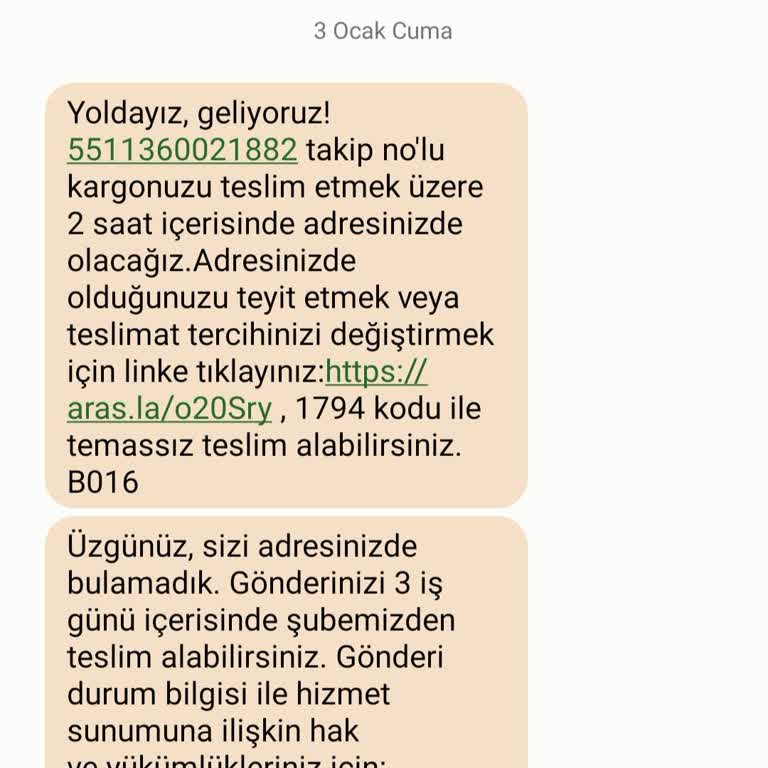 Aras Kargo'dan Yanıltıcı Teslimat Mesajları Ve Mağduriyet