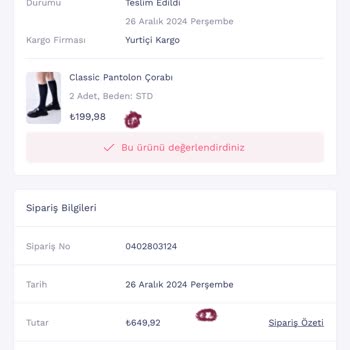 Penti Siparişim Eksik Geldi Ve Dönüş Yapılmıyor