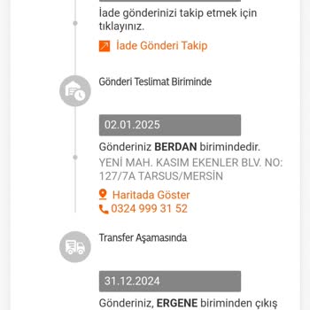 Tarsus Teslimat Süreciyle İlgili Sorunlar