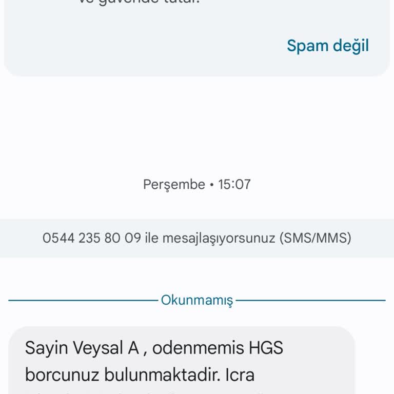 HGS Sisteminden Gelen Şüpheli Mesajlar Hakkında Bilgi Talebi