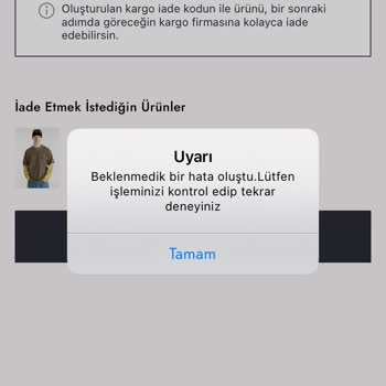 İade Sürecinde Yaşanan Teknik Sorun