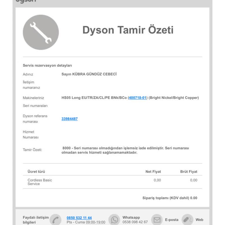 Dyson Ürünümün Servis Sorunu