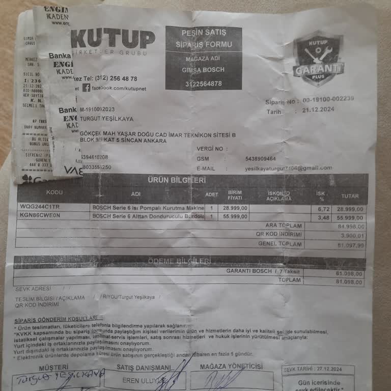 Bosch Mağazasında İptal Ve İade Sorunu