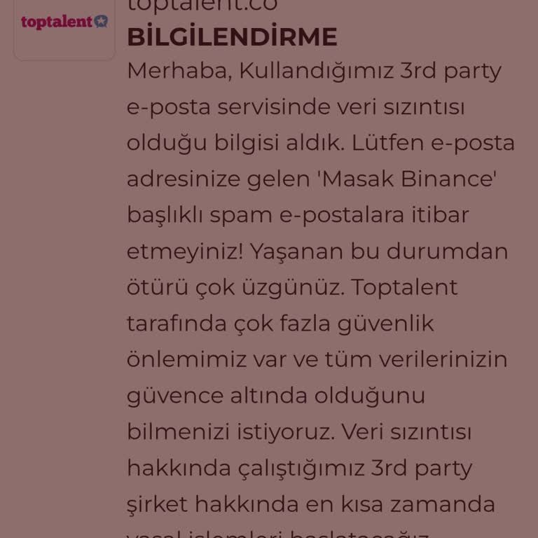 Toptalent Kişisel Bilgilerin Güvenliği Konusunda Endişe!