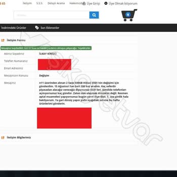 N11'den Aldığım SSD'ler Arızalı Çıktı, Firma İletişim Kurmuyor