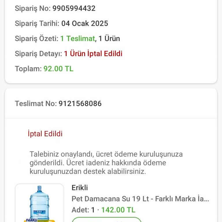 Trendyol Market'in Su Siparişi Sorunu