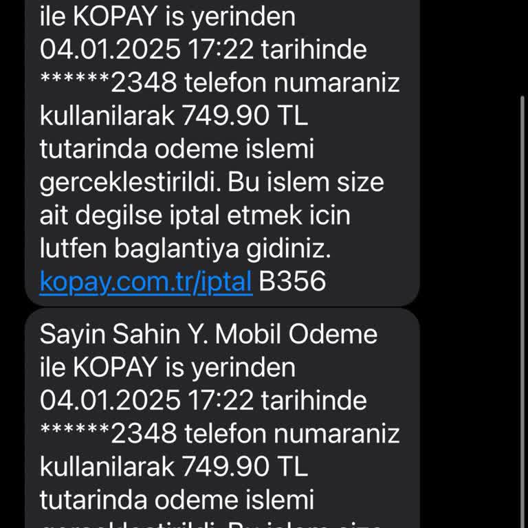 Yetkisiz Mobil Ödeme İşlemi Hakkında Acil Yardım Talebi