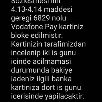 Vodafone Pay Kart Blokesi Ve Geciken Bakiye İadesi