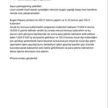 Yanlış Bonus İşlemleri Ve Ödeme Sorunu