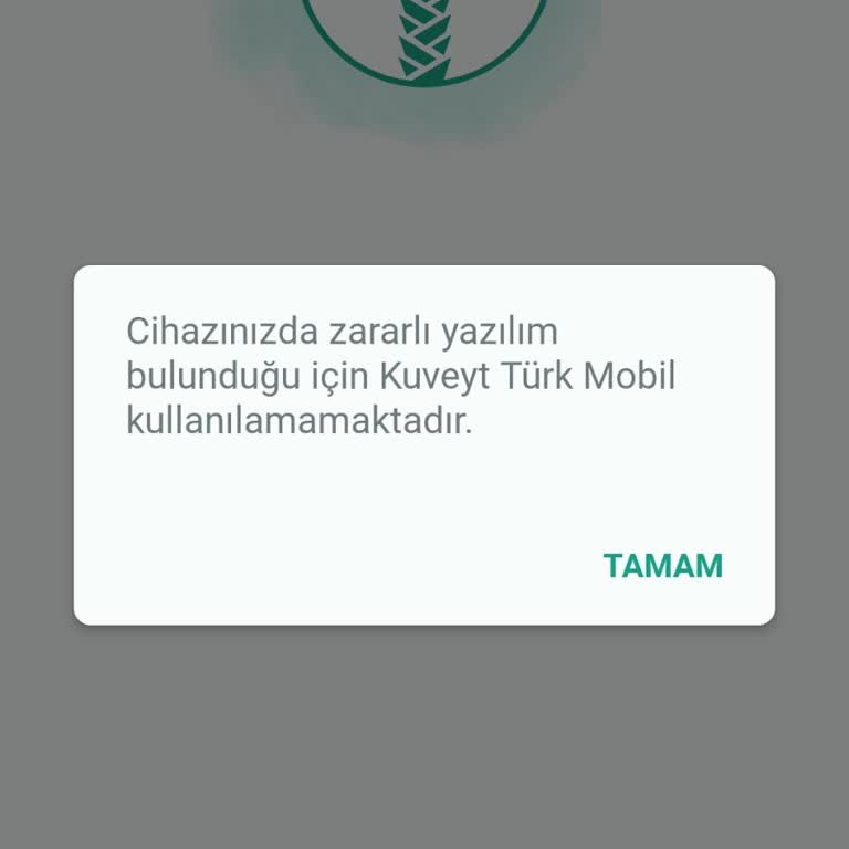 Kuveyt Türk Uygulaması Zararlı Yazılım Uyarısı Veriyor