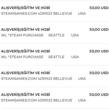 Haberim Olmadan Yapılan Steam Ödemesi