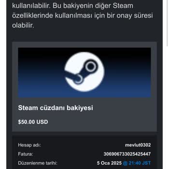 Haberim Olmadan Yapılan Steam Ödemesi