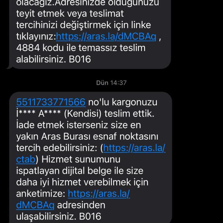 Aras Kargo Ataköy Şubesi Teslimat Sorunu Ve Kötü Hizmet