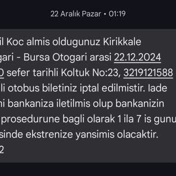 Kamil Koç'tan İptal Edilen Biletin İadesi Yapılmadı