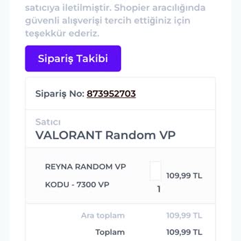 Shopier Eksik Teslimat: Valorant Points Kodum Gelmedi